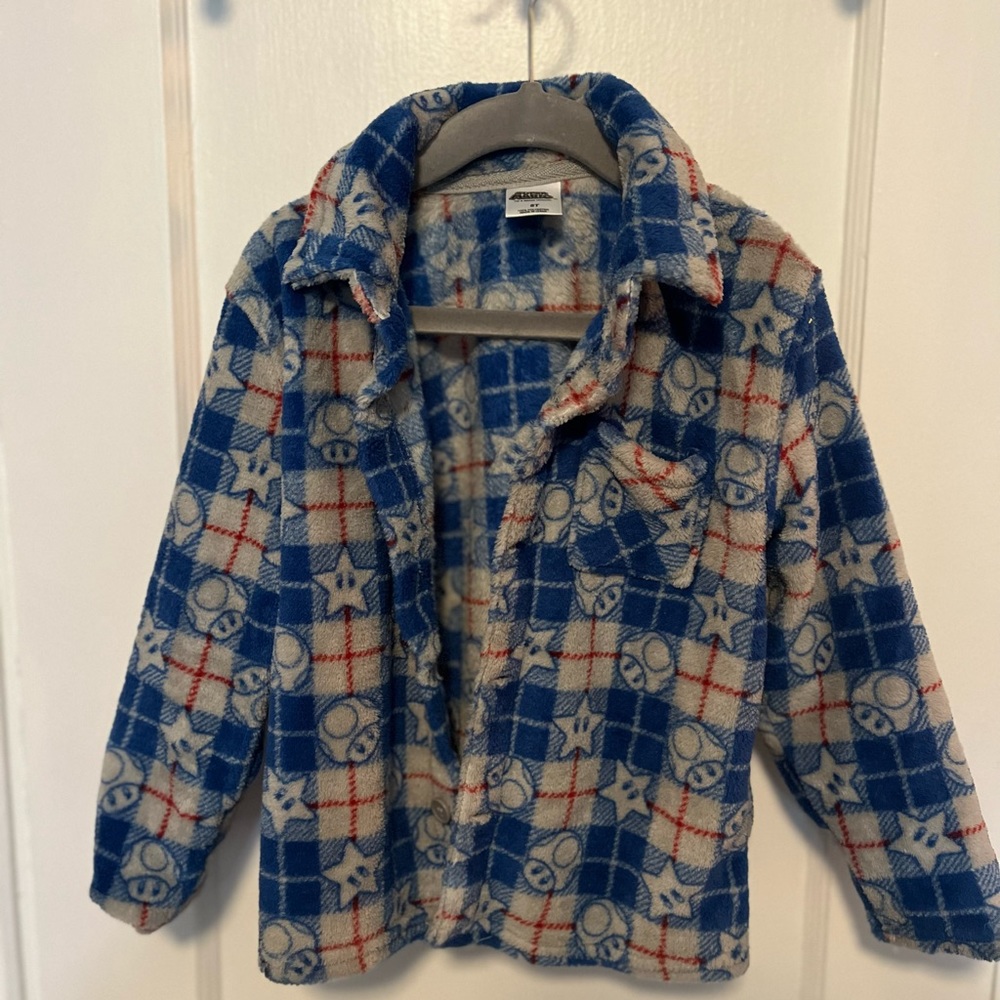 Super Mario brothers button down fleece jacket